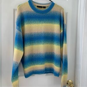 Standard Cloth blue yellow ombre Mens Frosty Crew Neck Sweater Sz M